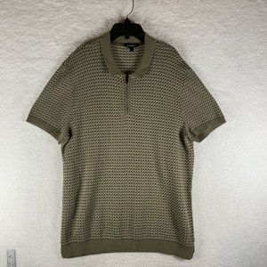 Express Sweater Mens Large Geometric Printed 1/4‎ Zip Knitted Short Sleeve 8404